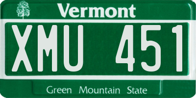 VT license plate XMU451