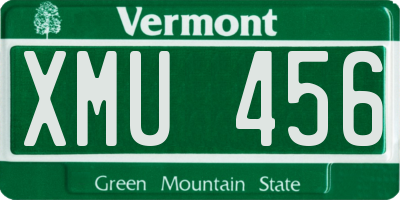VT license plate XMU456