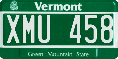 VT license plate XMU458