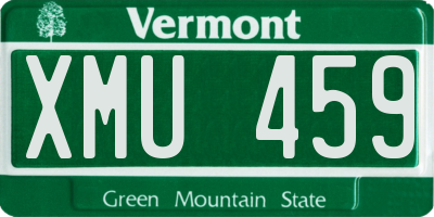 VT license plate XMU459