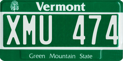 VT license plate XMU474