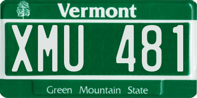 VT license plate XMU481