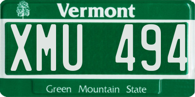 VT license plate XMU494