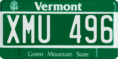 VT license plate XMU496