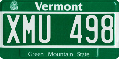 VT license plate XMU498