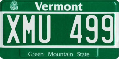 VT license plate XMU499