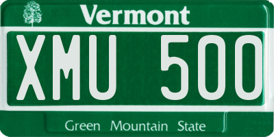 VT license plate XMU500