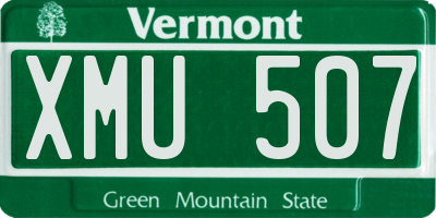 VT license plate XMU507