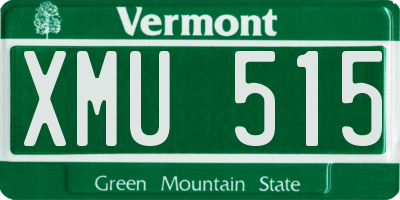 VT license plate XMU515