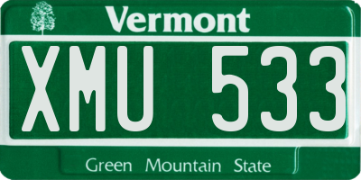 VT license plate XMU533