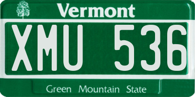 VT license plate XMU536