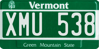 VT license plate XMU538