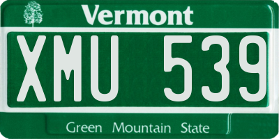 VT license plate XMU539