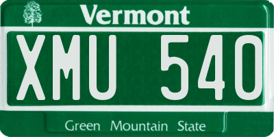 VT license plate XMU540