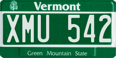 VT license plate XMU542