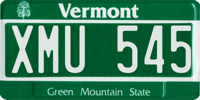 VT license plate XMU545