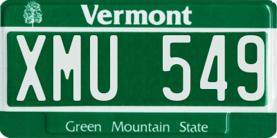 VT license plate XMU549