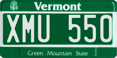 VT license plate XMU550