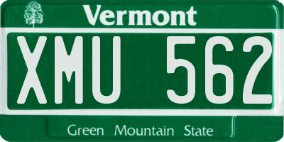 VT license plate XMU562