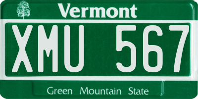 VT license plate XMU567