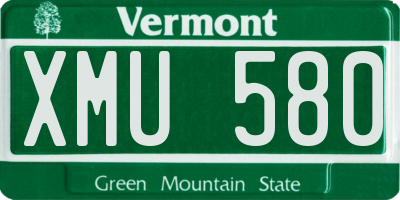 VT license plate XMU580