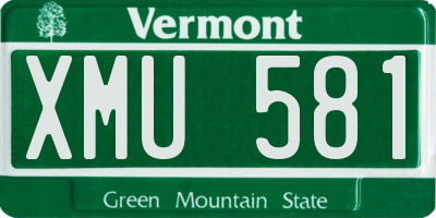 VT license plate XMU581