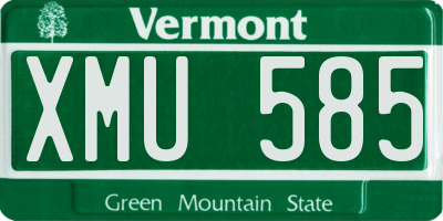VT license plate XMU585