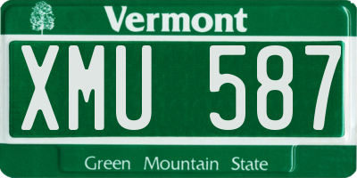 VT license plate XMU587