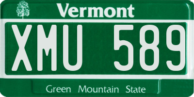 VT license plate XMU589