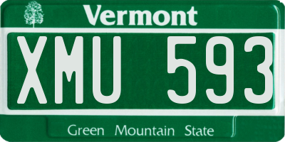 VT license plate XMU593