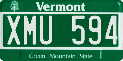 VT license plate XMU594