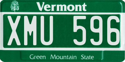 VT license plate XMU596
