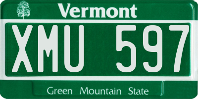 VT license plate XMU597