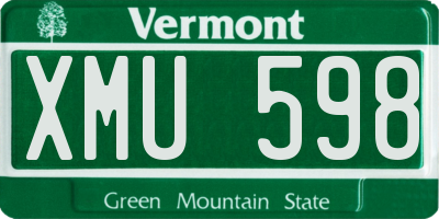 VT license plate XMU598