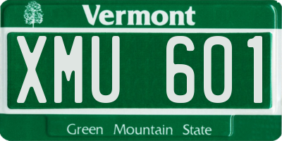 VT license plate XMU601