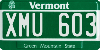 VT license plate XMU603
