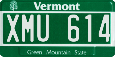 VT license plate XMU614