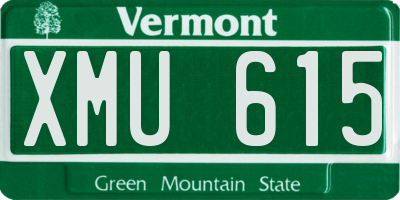 VT license plate XMU615
