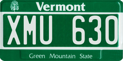 VT license plate XMU630