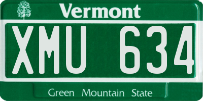 VT license plate XMU634
