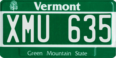 VT license plate XMU635