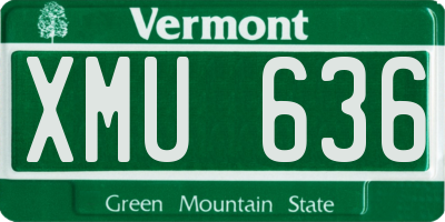 VT license plate XMU636