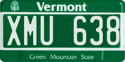 VT license plate XMU638