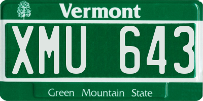 VT license plate XMU643