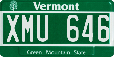 VT license plate XMU646