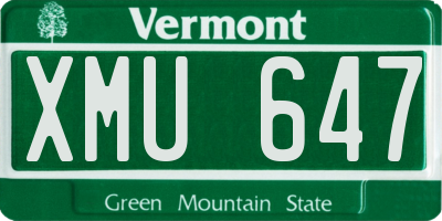 VT license plate XMU647