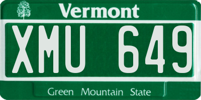 VT license plate XMU649