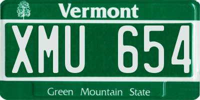 VT license plate XMU654