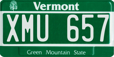 VT license plate XMU657