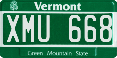 VT license plate XMU668